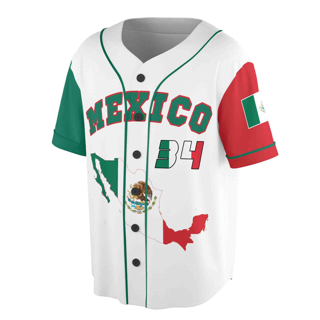 Personalized Name Number Mexico Lover Mexican Flag Baseball Jersey S-5XL
