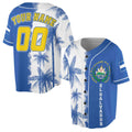 Personalized Name Number Blue Tropical El Salvador Flag Coat Of Arms Baseball Jersey Shirt S-5XL