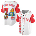Customize Name Number Canada Flag Coat of Arms Maple Leaves 3D Baseball Jersey Size S-5XL