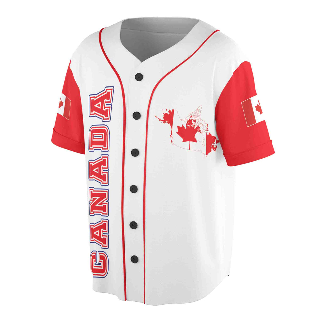 Customize Name Number Canada Flag Coat of Arms Maple Leaves 3D Baseball Jersey Size S-5XL