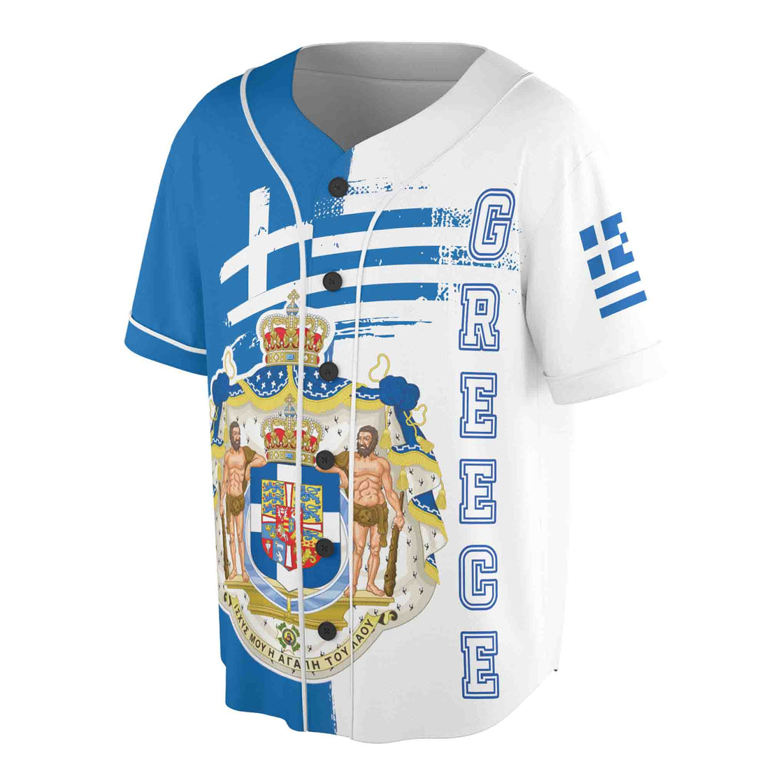 Personalized Name Number Greece Flag Coat of Arms Baseball Jersey S-5XL