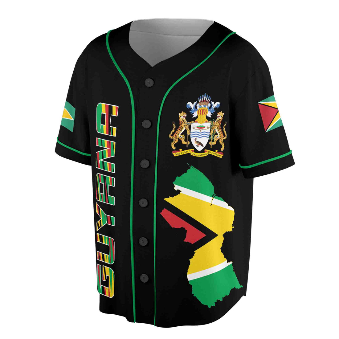 Personalized Name Number Guyana Flag Coat of Arms Baseball Jersey S-5XL