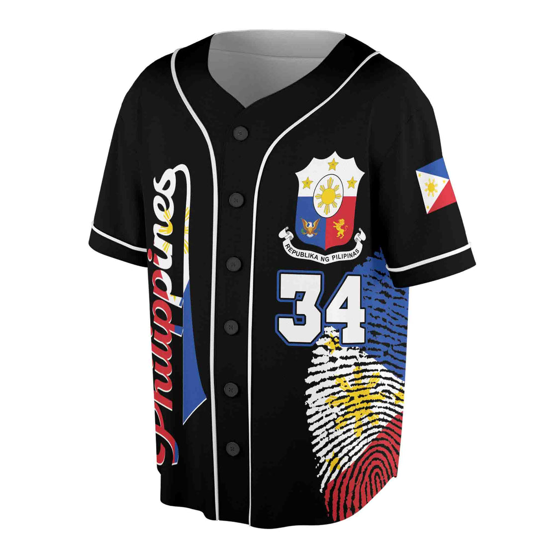 Personalized Name Number Philippines Flag Coat of Arms Baseball Jersey S-5XL