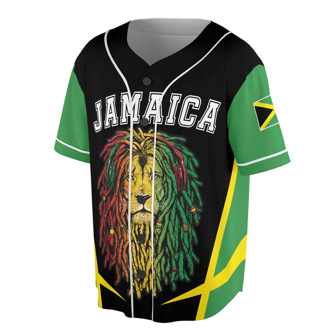 Personalized Name Number Jamaica Flag Lion Crocodile Coat of Arms Patriotic Baseball Jersey S-5XL
