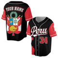 Personalized Name Number Peru Flag Coat of Arms Patriotic Baseball Jersey S-5XL
