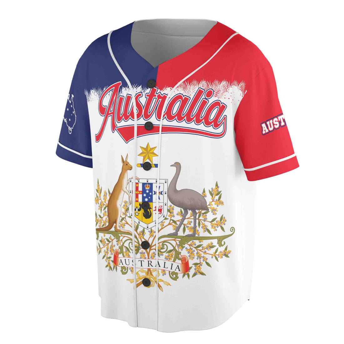 Customized Name Australia Flag Coat of Arms 3D Baseball Jersey Size S-5XL