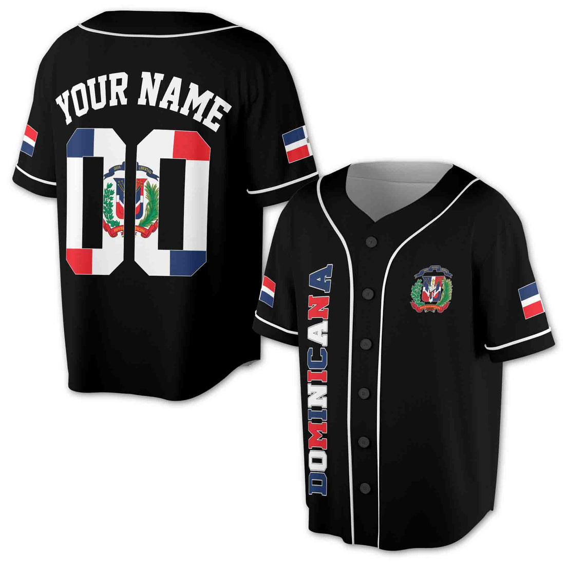 Personalized Name Number Dominicana coat of arms Dominican Republic Baseball Jersey S-5XL