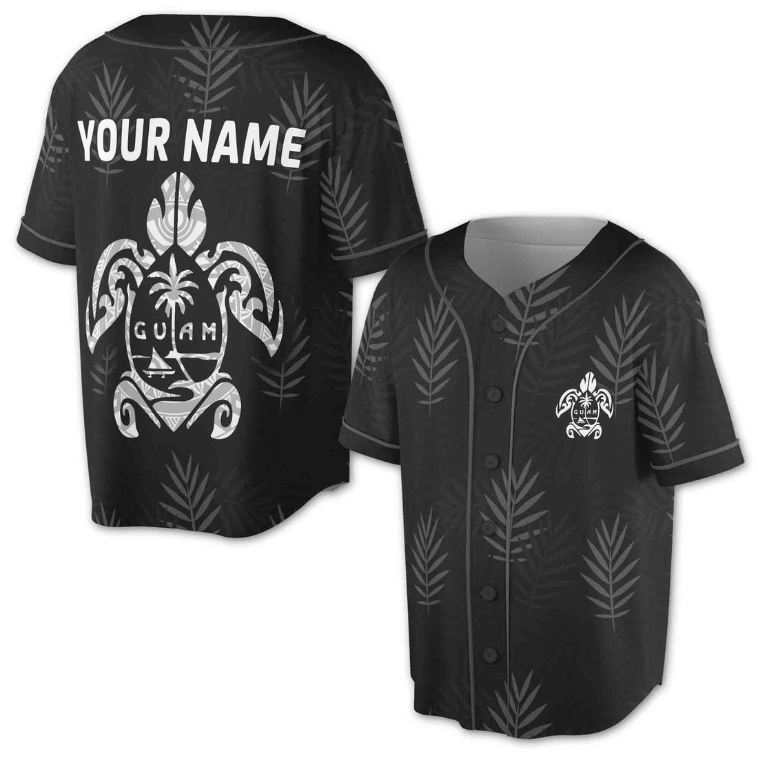 Personalized Name Tribal Turtle Guam Flag Coat Of Arms Baseball Jersey S-5XL