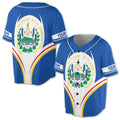 Custom Name Blue White El Salvador coat of arms Baseball Jersey Shirt S-5XL