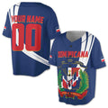 Personalize Name Dominican Republic Flag Dominicana Blue Baseball Jersey S-5XL