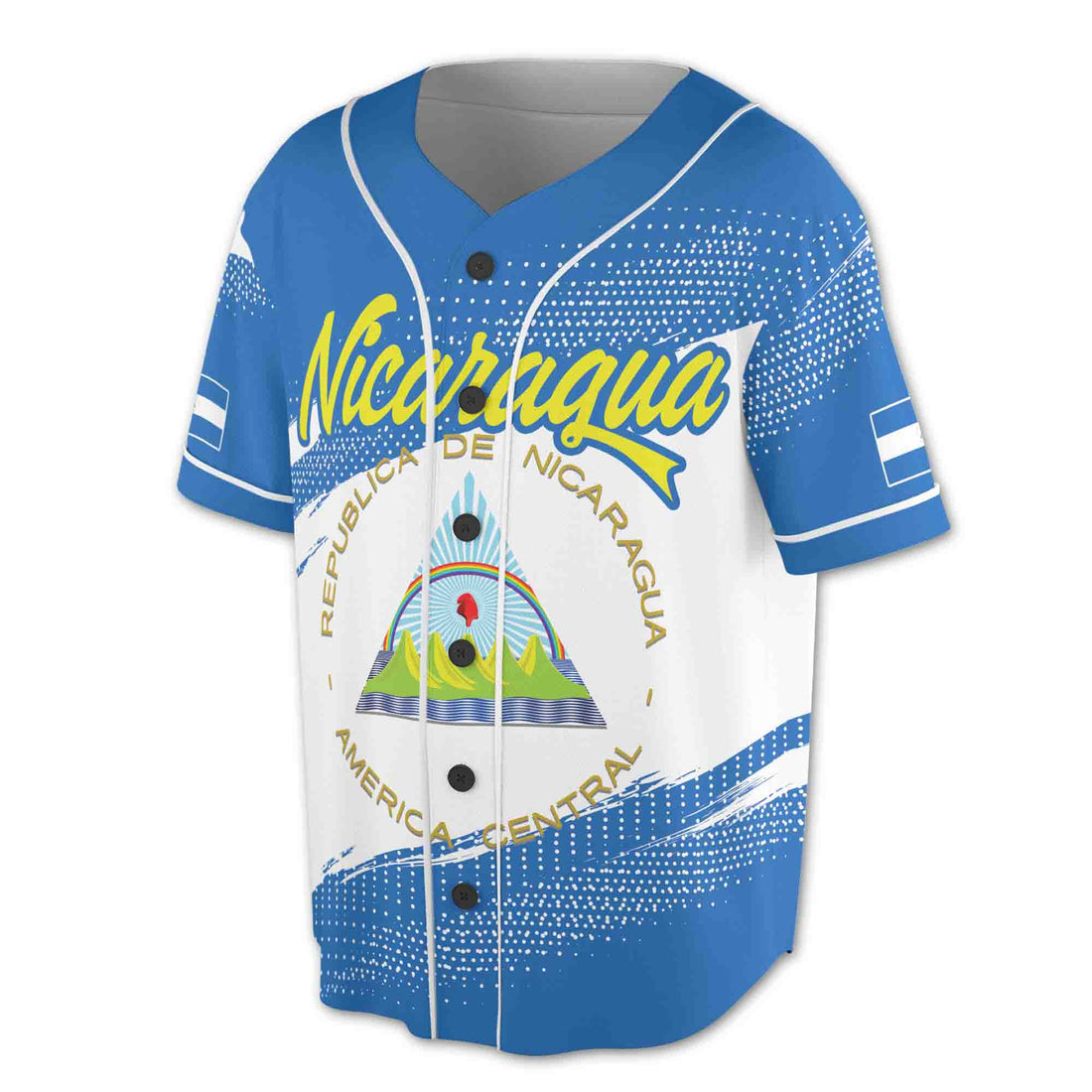 Personalize Name Number Nicaragua Flag Flag Coat of Arms Baseball Jersey S-5XL