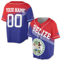 Personalize Name Number Belize Flag Flag Coat of Arms Baseball Jersey S-5XL