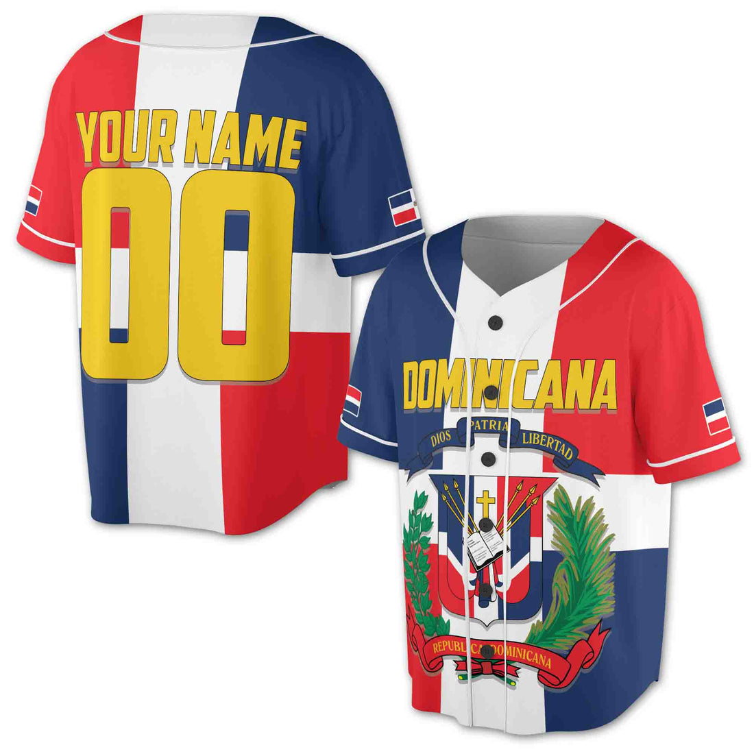Personalize Name Number Dominican Republic Flag Dominicana Baseball Jersey S-5XL