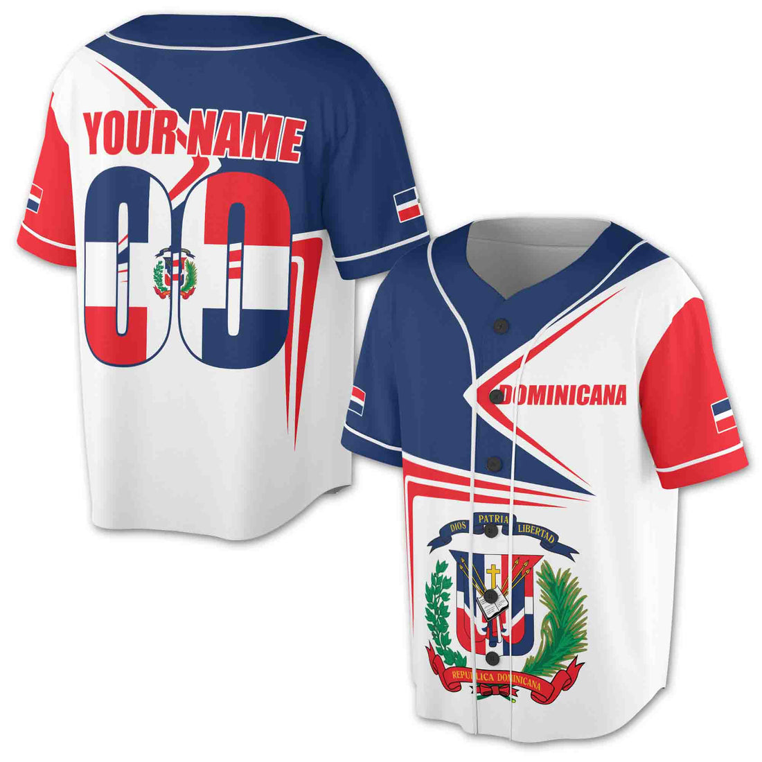 Customize Name Number Dominican Republic Flag Dominicana Baseball Jersey S-5XL