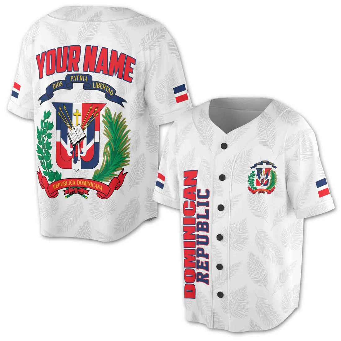 Customize Name Number Dominican Republic Flag Dominicana White Baseball Jersey S-5XL