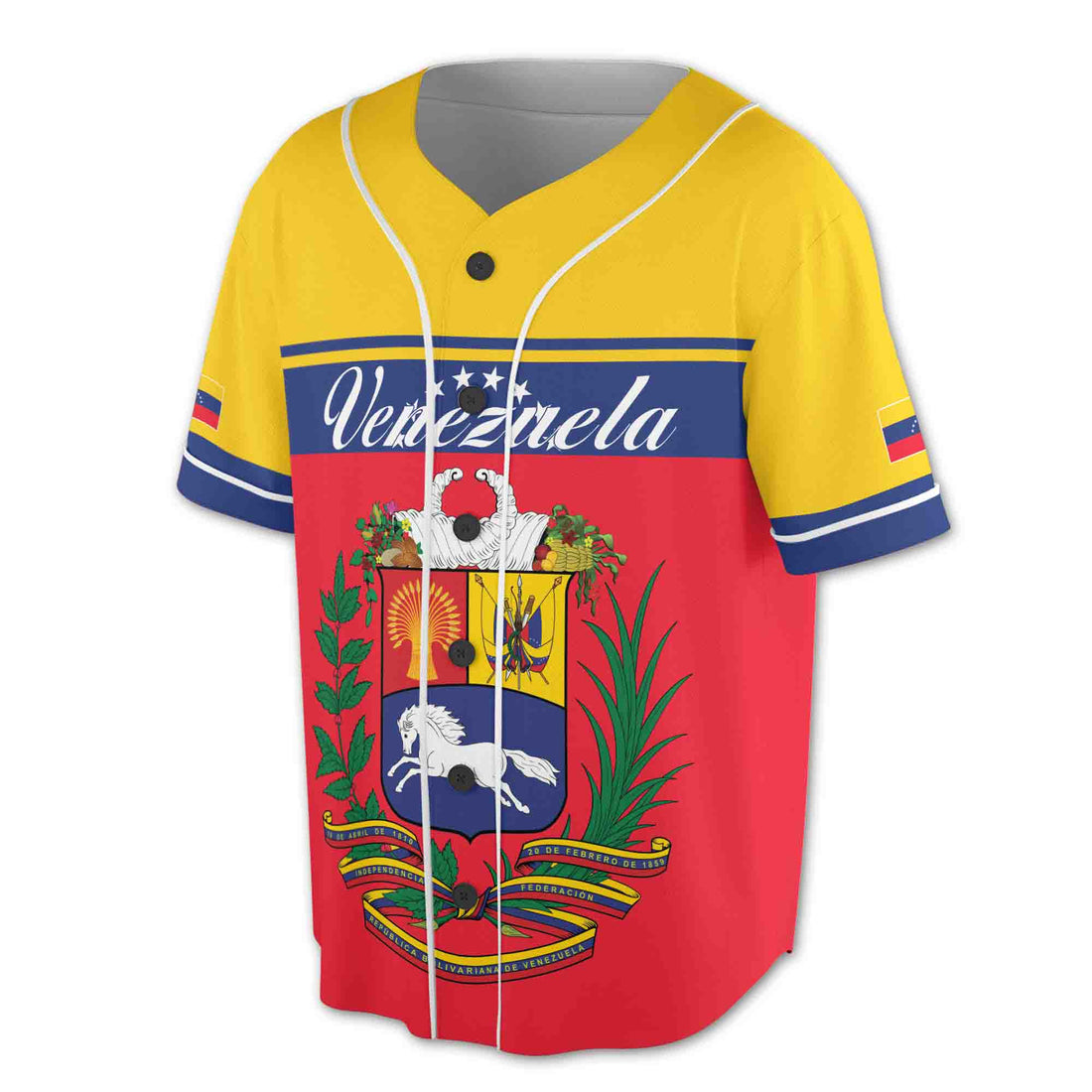 Personalize Name Venezuela Flag Coat of Arms Baseball Jersey S-5XL