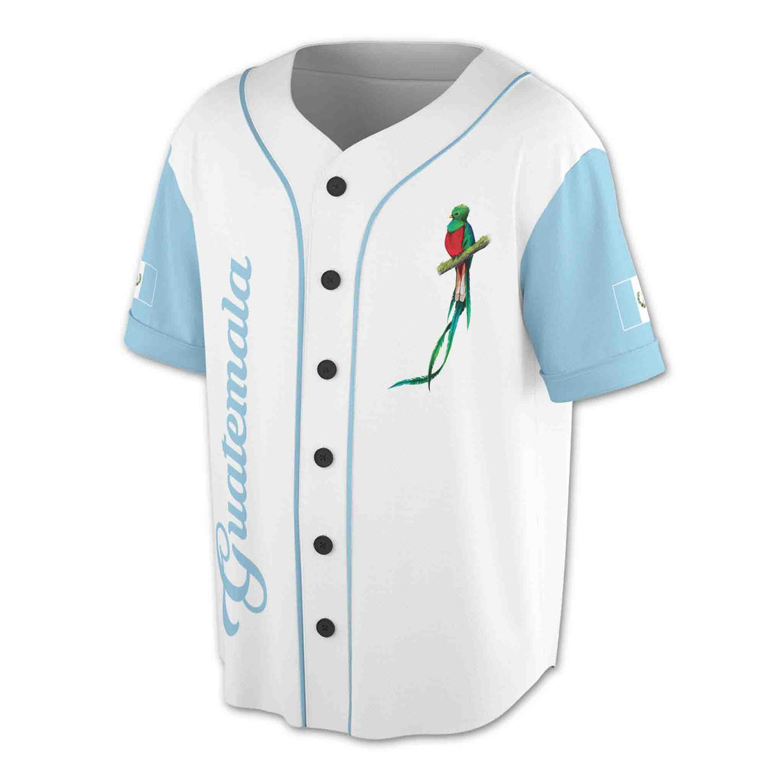 Customize Name Guatemala Flag Coat of Arms White 3D Baseball Jersey Size S-5XL