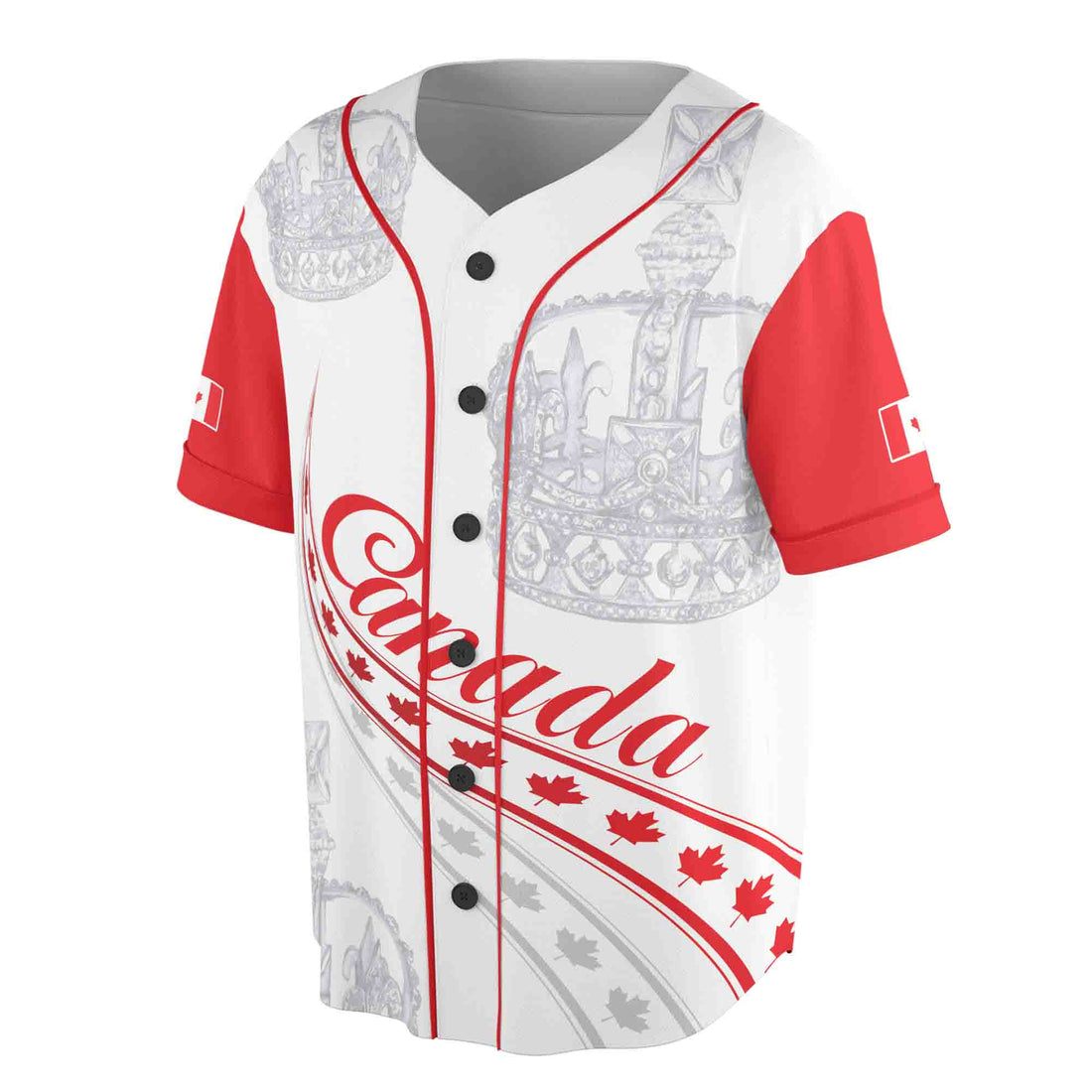 Customize Name Canada Flag Coat of Arms White 3D Baseball Jersey Size S-5XL