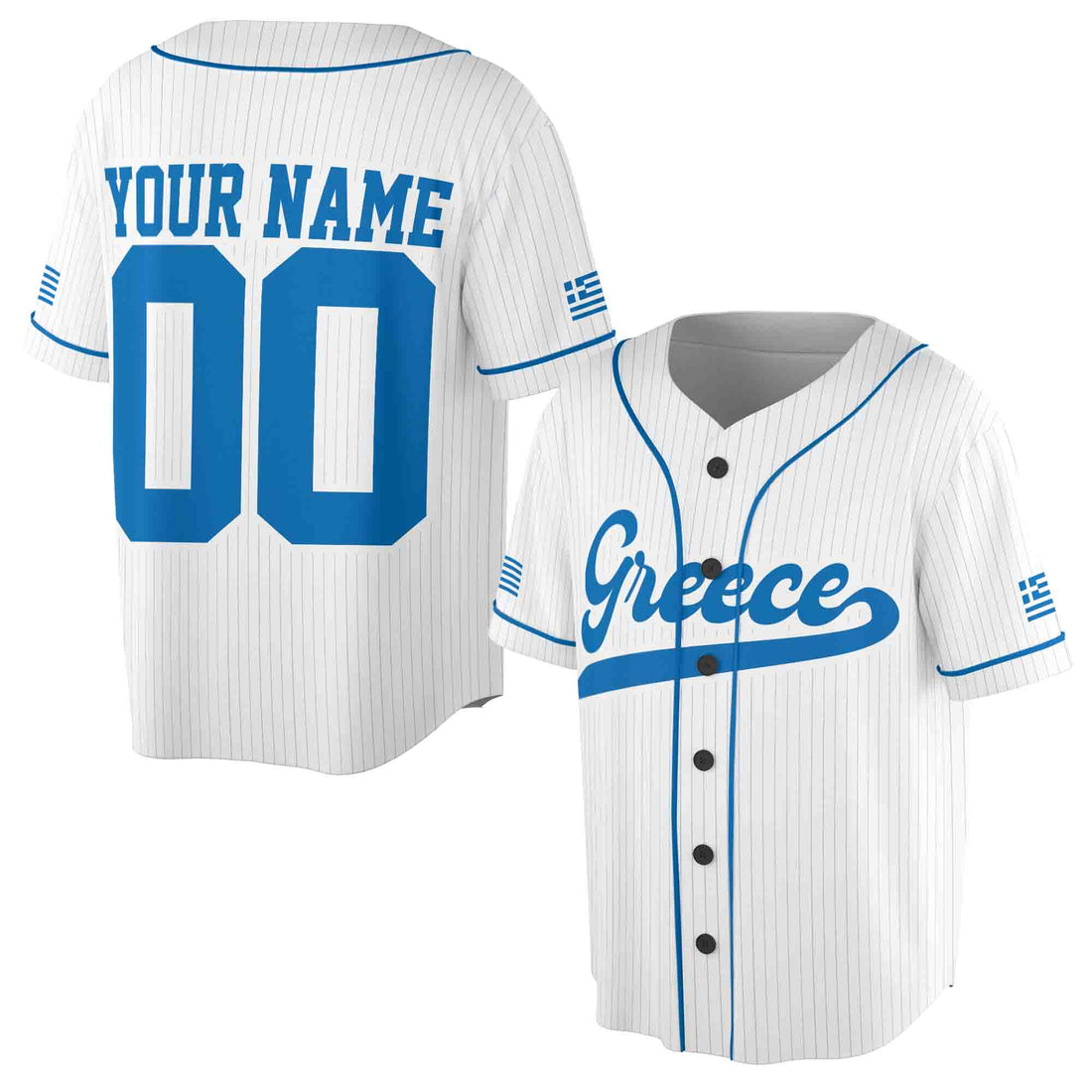 Personalize Name Number Greece coat of arms Flag Baseball Jersey S-5XL