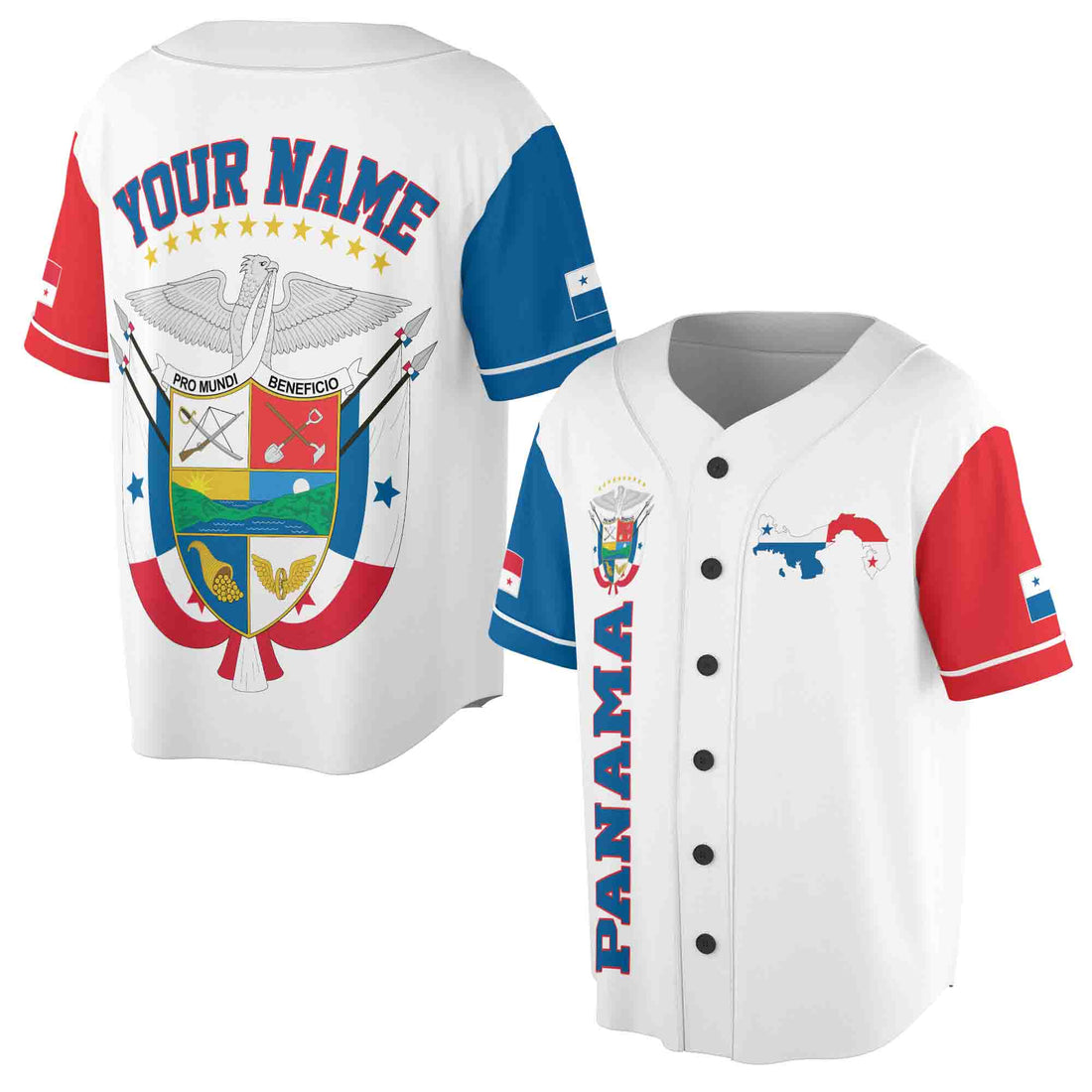 Customized Name Panama Flag Coat Of Arms Baseball Jersey S-5XL