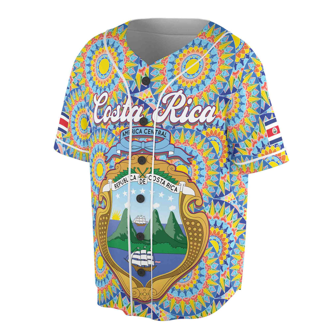 Personalized Name Costa Rica Flag Coat of Arms Triabl Art Baseball Jersey S-5XL