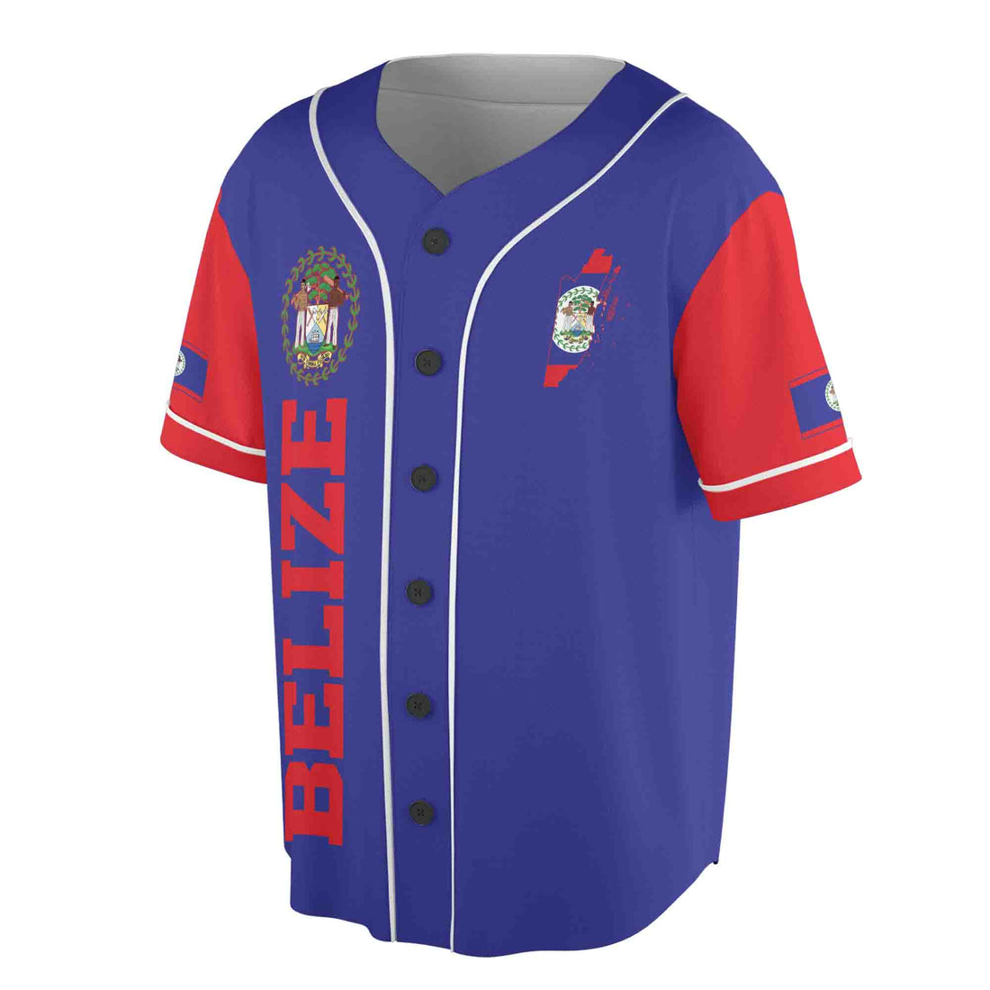 Personalize Name Number Belize Flag Blue Coat of Arms Baseball Jersey S-5XL