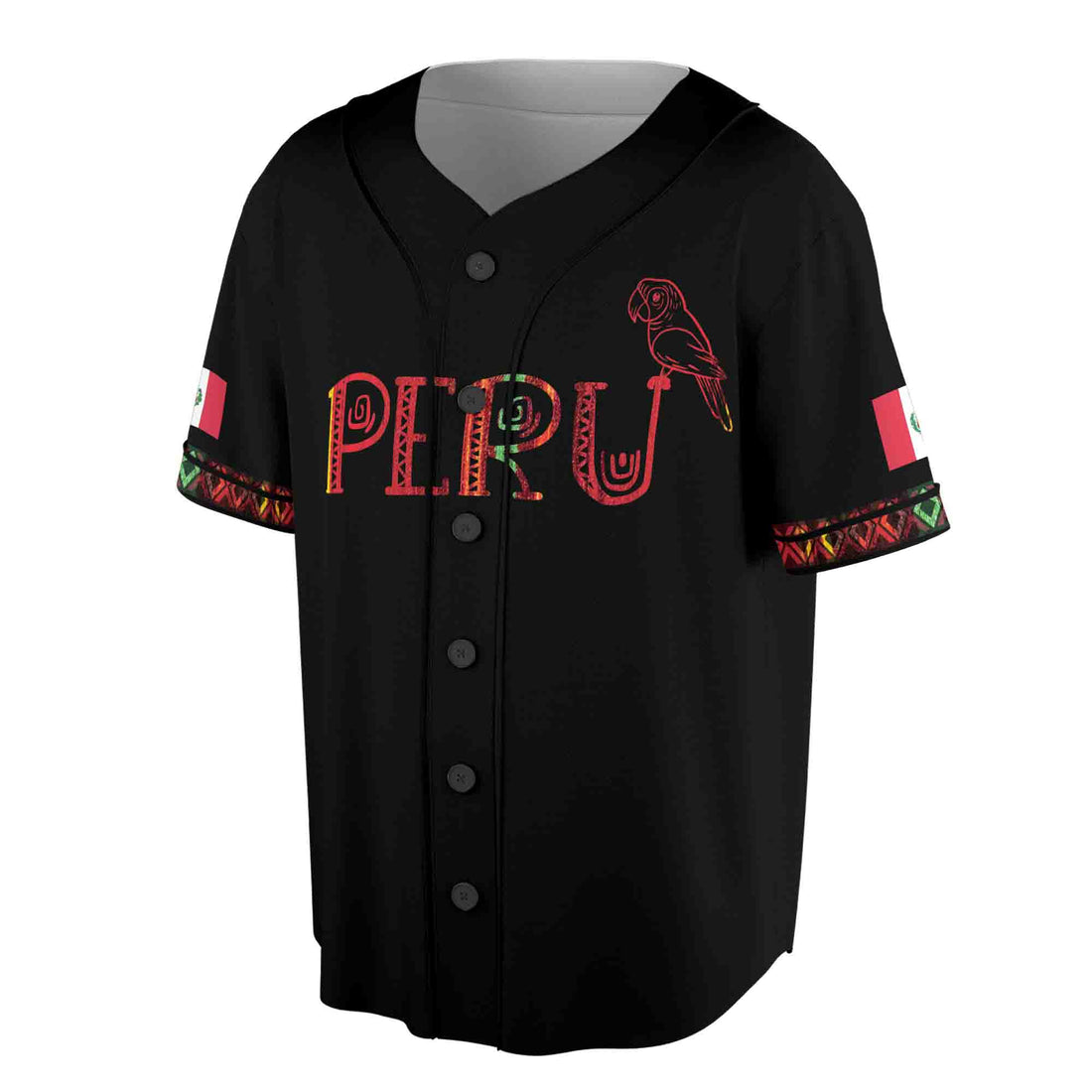 Personalized Name Peru Flag Coat of Arms Tribal Art Patriotic Baseball Jersey S-5XL