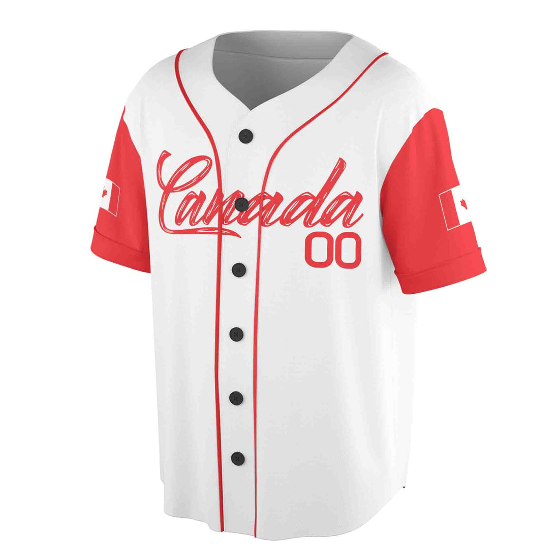 Customize Name Number Canada Flag Coat of Arms Patriotic 3D Baseball Jersey Size S-5XL