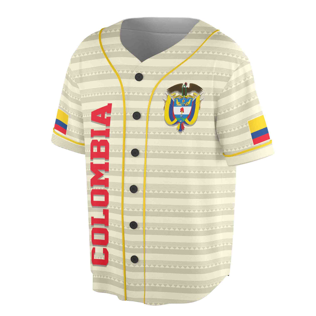 Personalize Name Number Colombia Flag Coat of Arms Tribal Pattern Baseball Jersey S-5XL