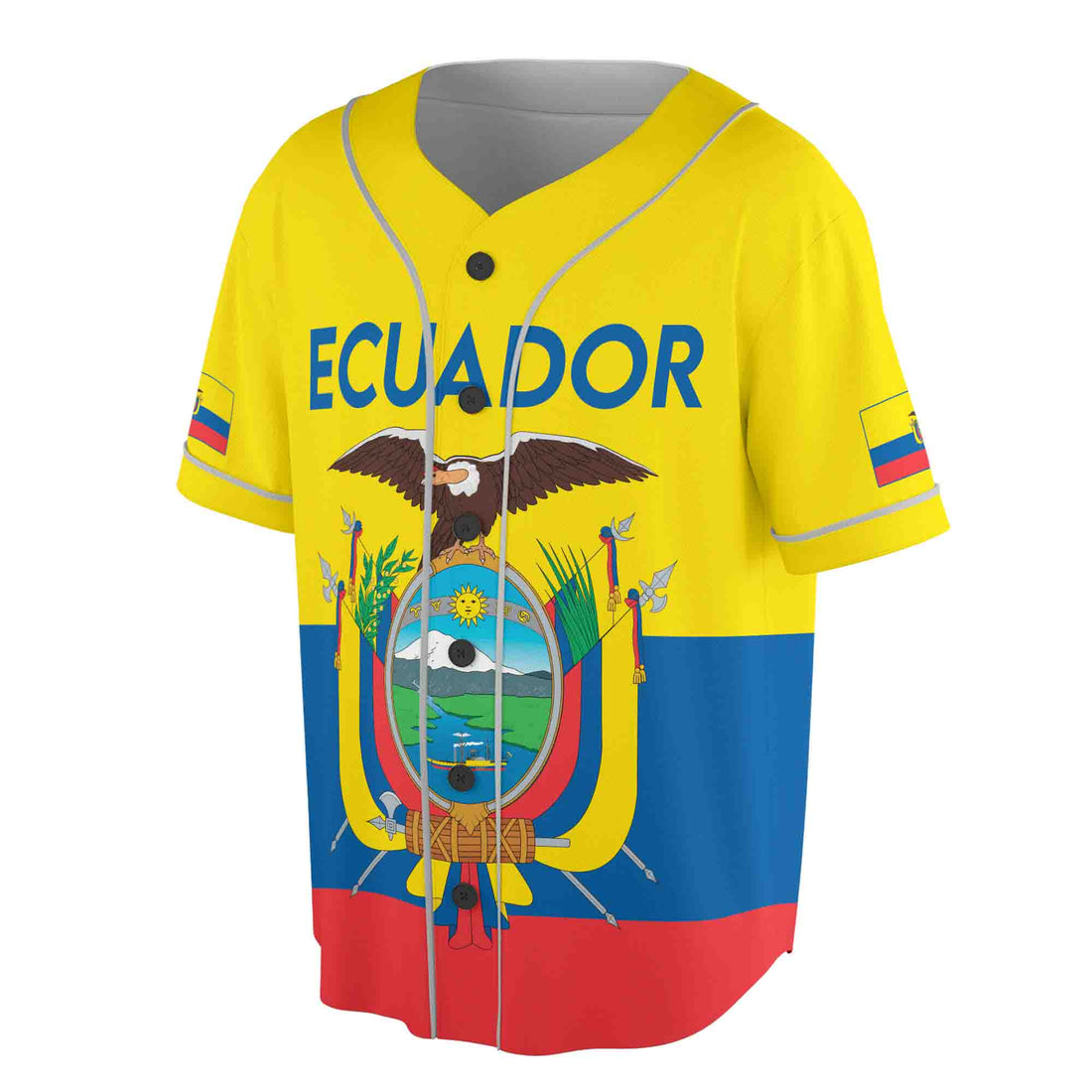 Customize Name Number Ecuador Flag Coat of Arms Patriotic 3D Baseball Jersey Size S-5XL
