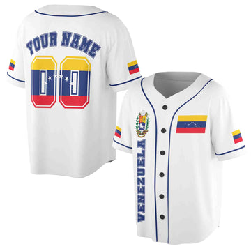 Personalize Name Number Venezuela Flag Coat of Arms Baseball Jersey S-5XL