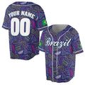 Personalize Name Number Brazil Flag Coat of Arms Baseball Jersey S-5XL