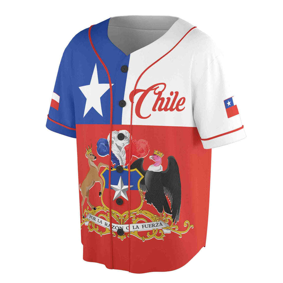 Personalize Name Number Chile Flag Coat of Arms Baseball Jersey S-5XL