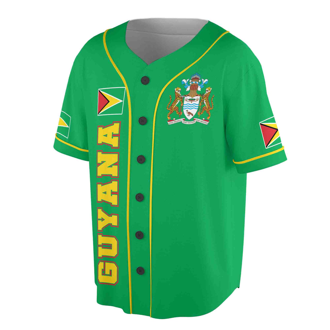Personalized Name Number Guyana Flag Coat of Arms Patriotic Baseball Jersey S-5XL