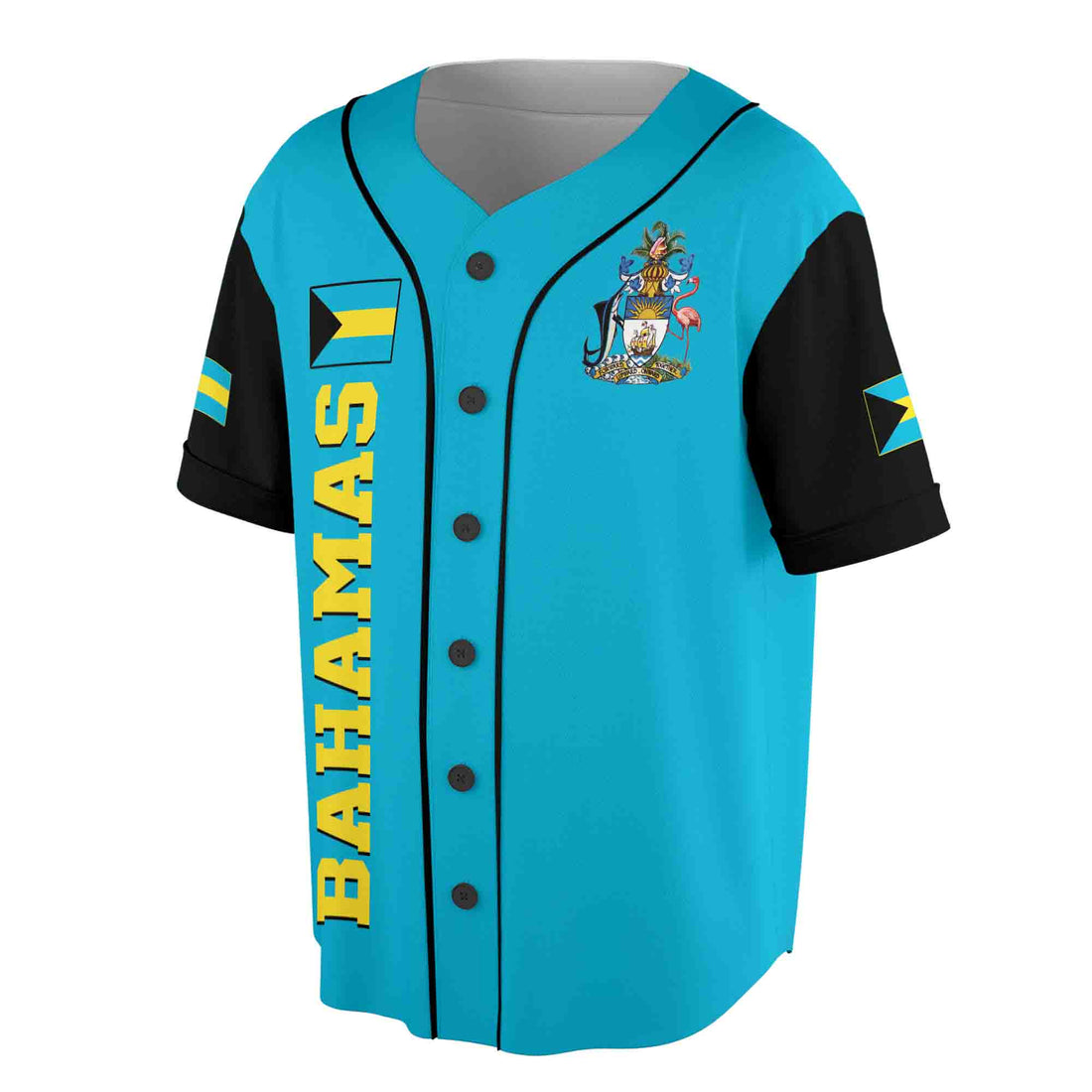 Custom Name Number Bahamas Flag Coat of Arms Patriotic 3D Baseball Jersey Size S-5XL