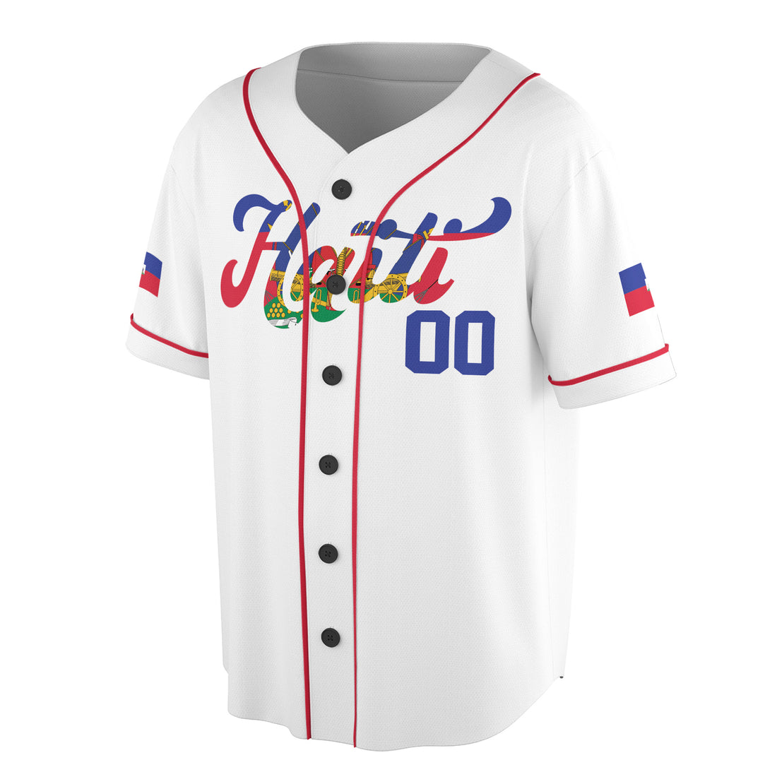 Personalized Name Number Haiti Flag Coat of Arms Patriotic Baseball Jersey S-5XL