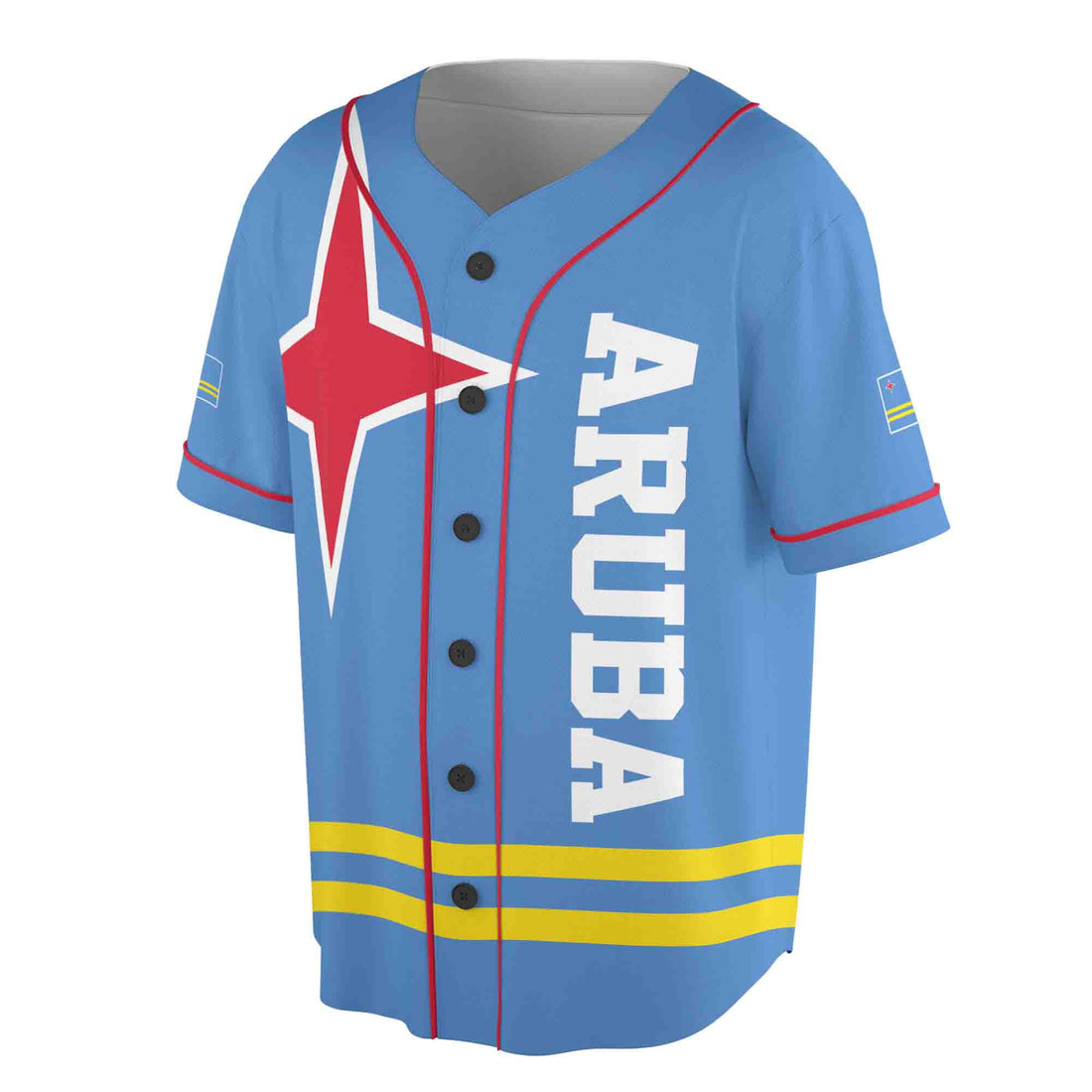 Personalized Name Number Aruba Flag Coat of Arms Patriotic Baseball Jersey S-5XL