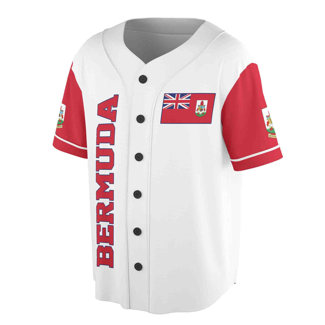 Personalized Name Number Bermuda Flag Coat of Arms Patriotic Baseball Jersey S-5XL