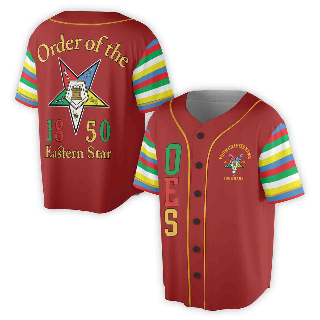 Custom Name Chapter Order of the Eastern Star Masonic OES Unisex Baseball Jersey S-5XL