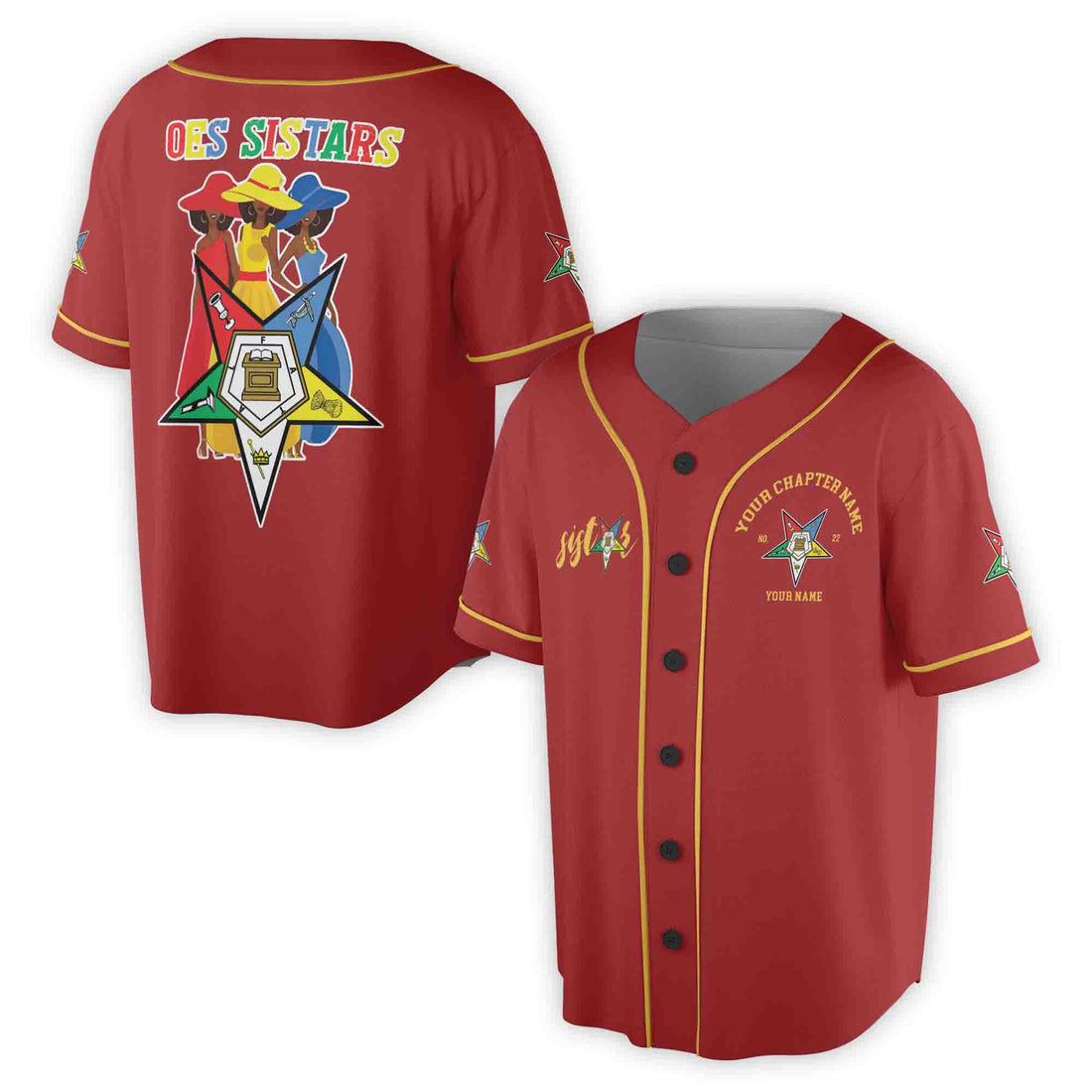 Custom Name Chapter Name OES Sistars Order Of The Eastern Star Baseball Jersey S-5XL
