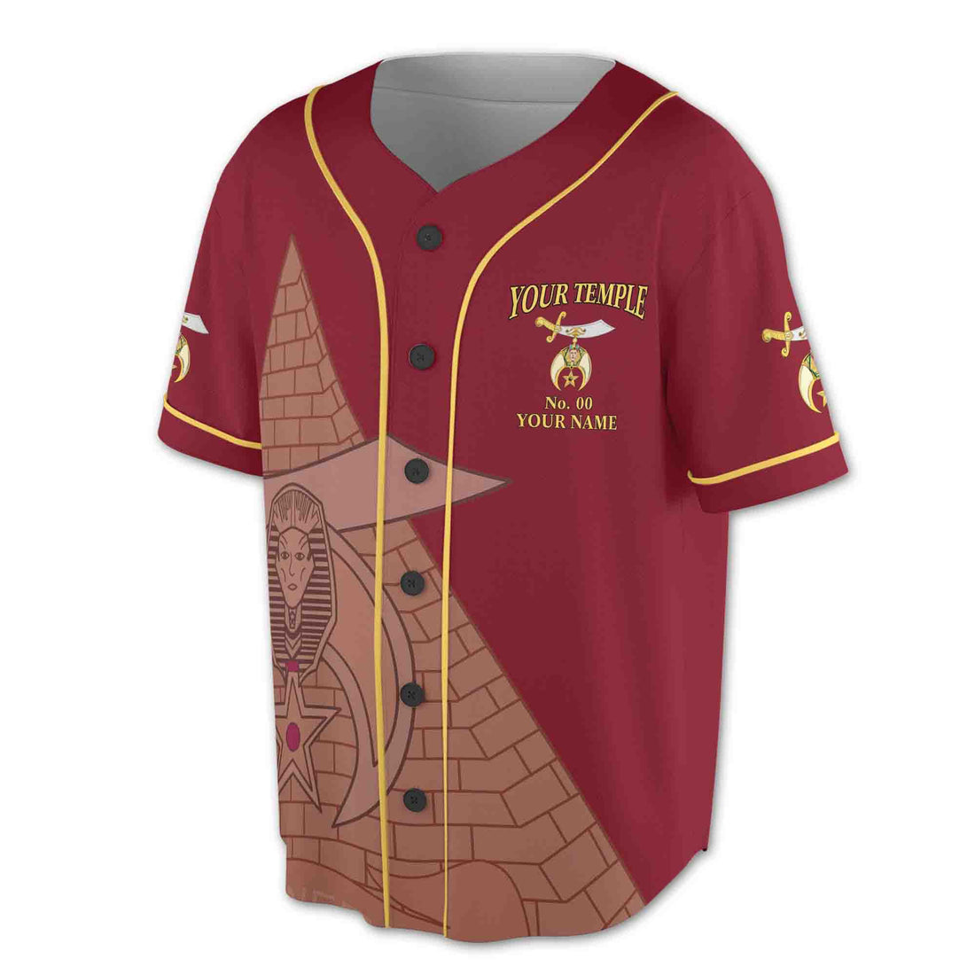 Custom Name Temple Shriners Noble Ancient Egypt Pyramid Baseball Jersey S-5XL