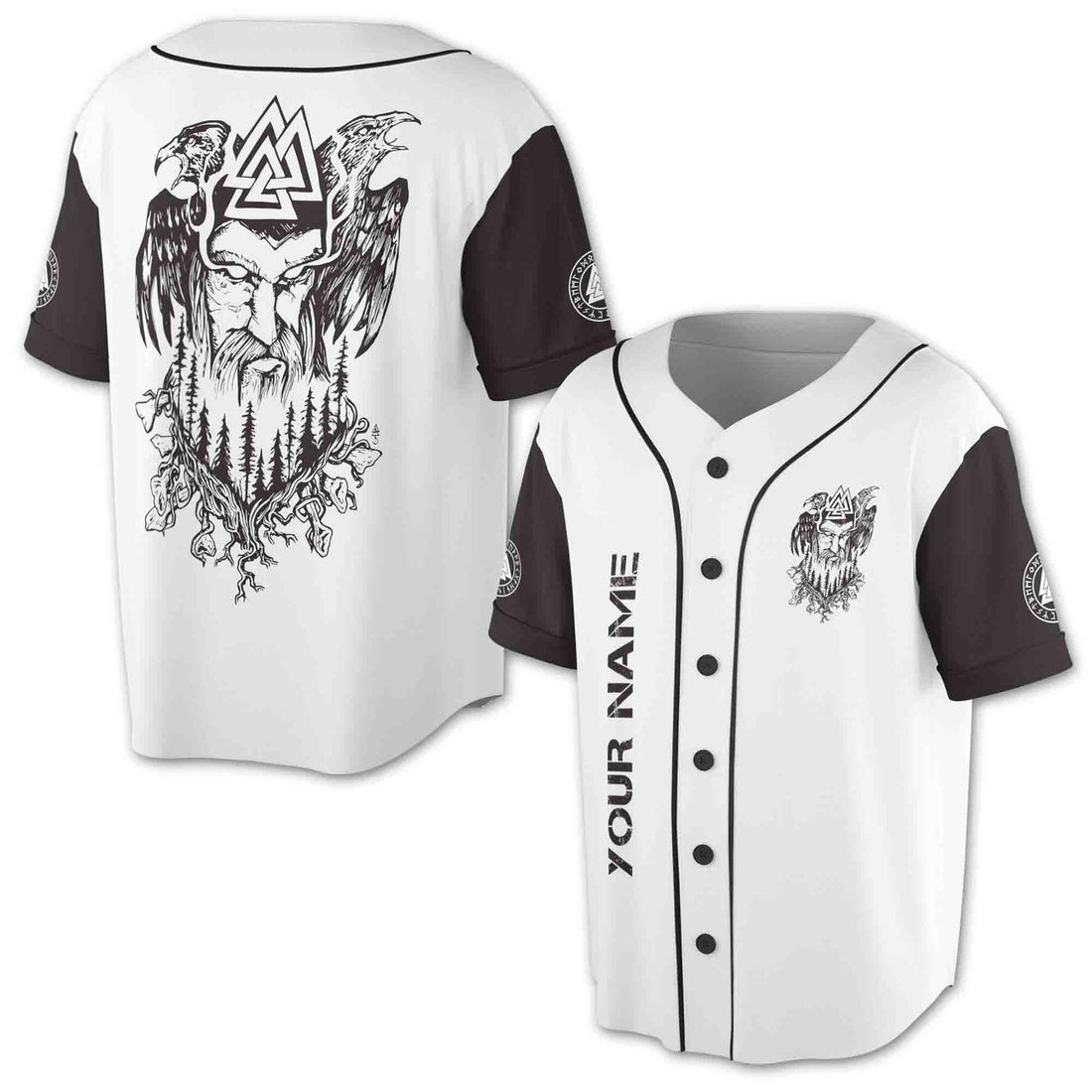 Custom Odin Viking Raven Runer Baseball Jersey S-5XL
