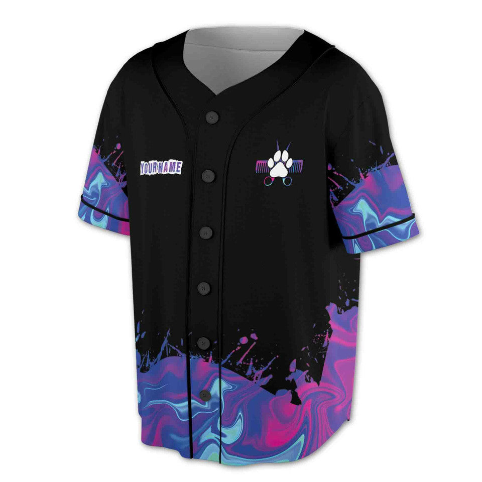 Custom Name Spatter Color Groomer Baseball Jersey S-5XL