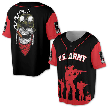 U.S. ARMY Grunge Skull Military Baseball Jersey S-5XL