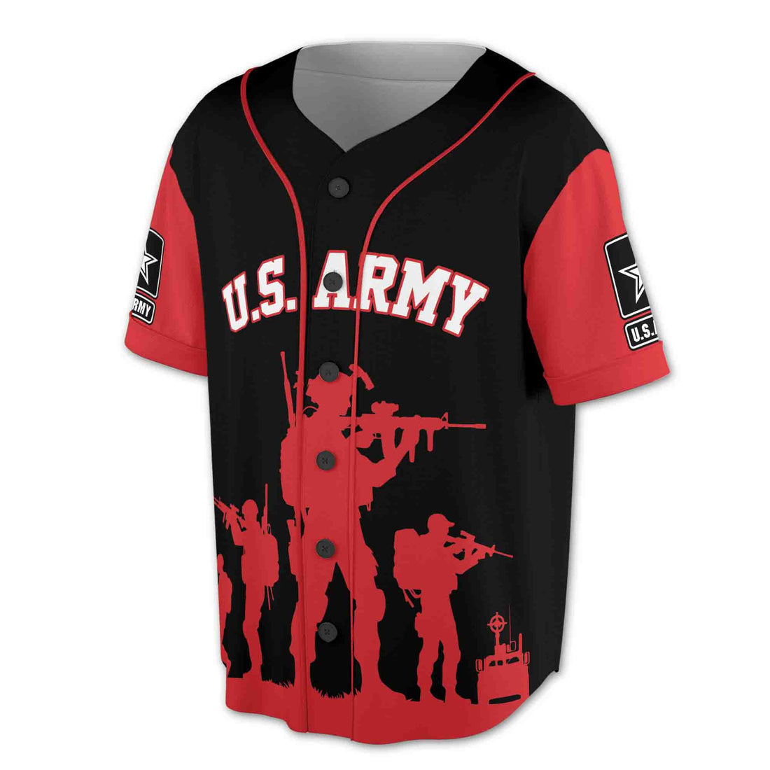 U.S. ARMY Grunge Skull Military Baseball Jersey S-5XL