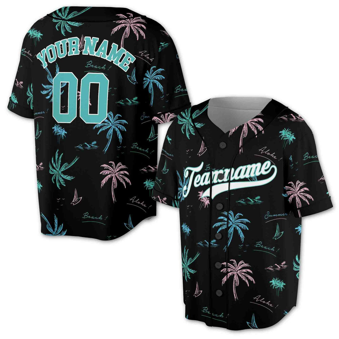 Personalized Aloha Beach It's Summertime Baseball Jersey S-5XL
