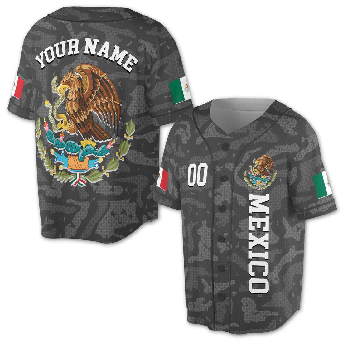 Personalized Patriotic Mexico Coat Of Arms Baseball Jersey S-5XL