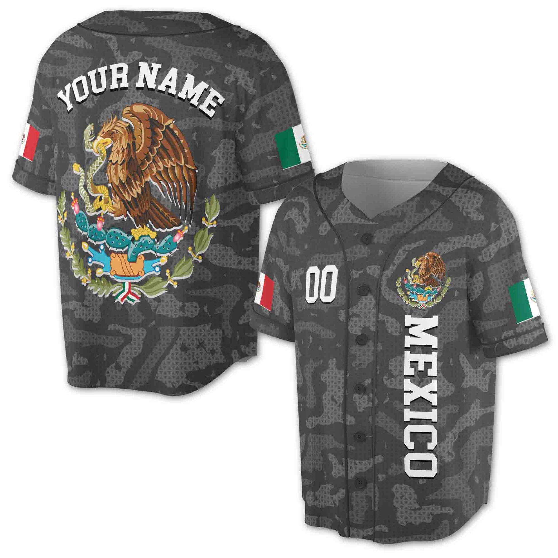 Personalized Patriotic Mexico Coat Of Arms Baseball Jersey S-5XL