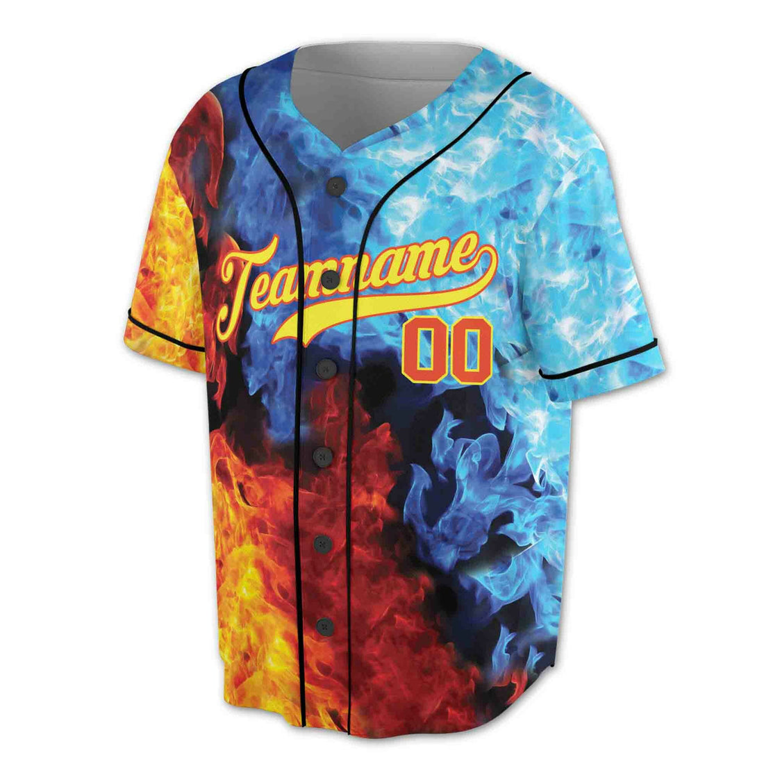 Personalized Opposing Flame Red Blue Baseball Jersey S-5XL