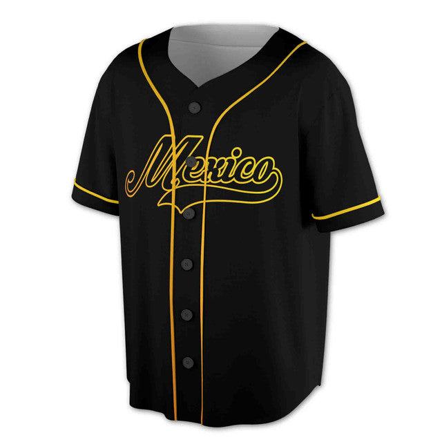 Custom Golden Mexico Coat Of Arms Eagle Baseball Jersey S-5XL